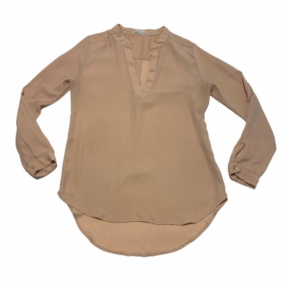 CHARLOTTE Russe Peach Split Neck Blouse Size Large - Picture 5 of 12